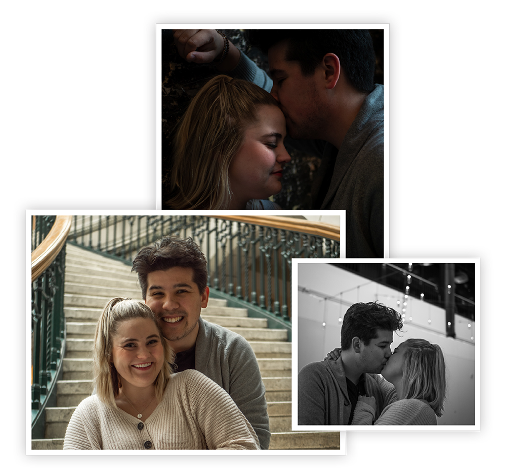 Faith and CJ Engagement O'Leary Love Stories photo collage in Green Bay
