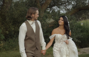 A screenshot from Peyton and James' wedding video.